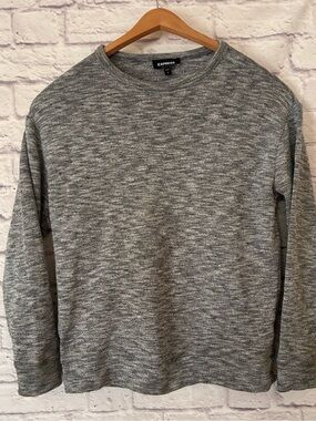Express Men’s Heather Gray Basic Crewneck Sweater - Medium